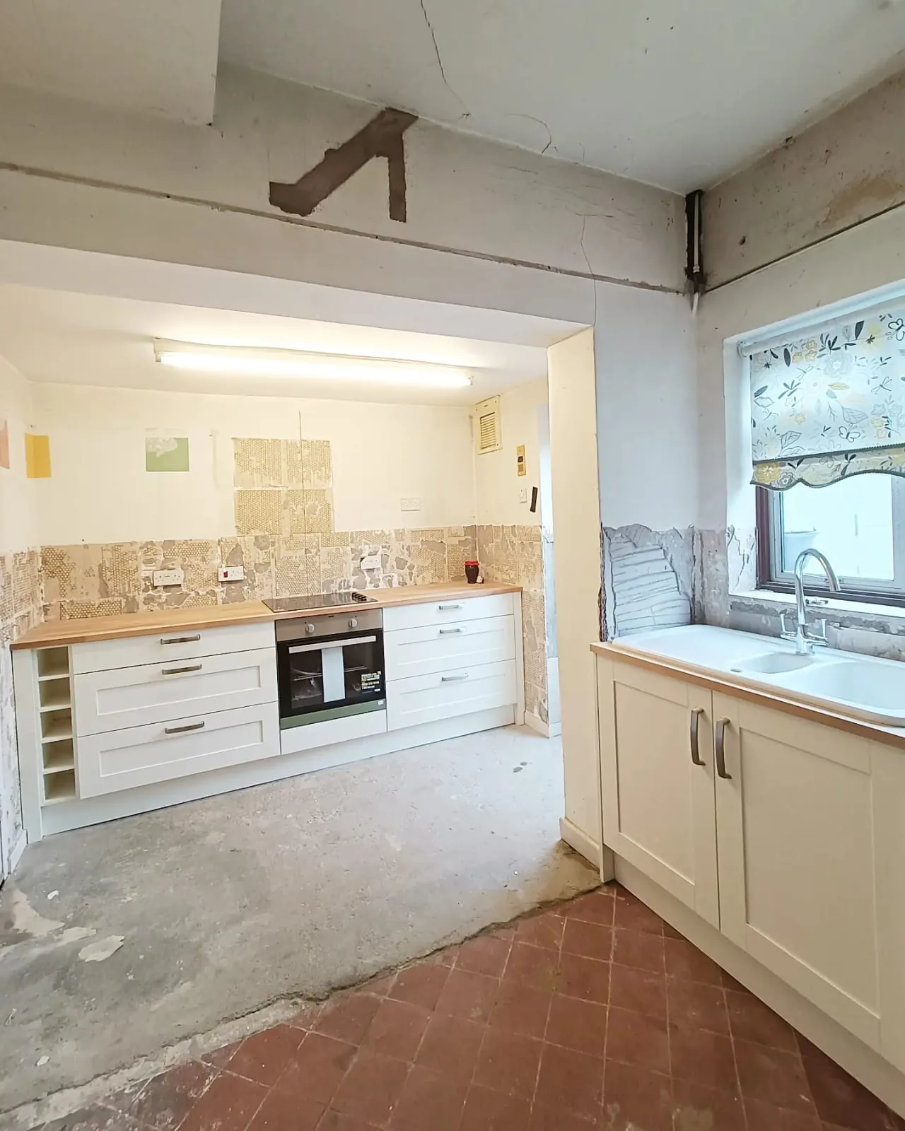 White shaker kitchen fitted during a renovation